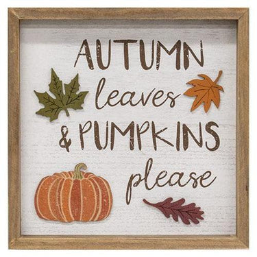 Autumn Leaves & Pumpkins Please Distressed Wooden Frame - The Fox Decor